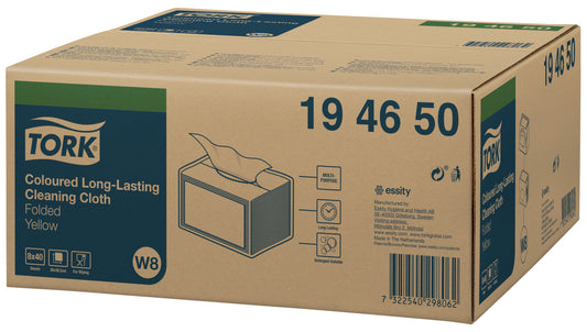 Tork Long-Lasting W8 Gevouwen Reinigingsdoek 8x40 vel geel voor veelzijdigheid