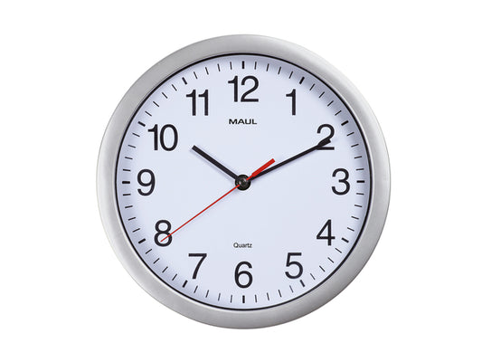 Wandklok Maul Run Quartz, Ø25 cm, Kunststof Zilver/Wit