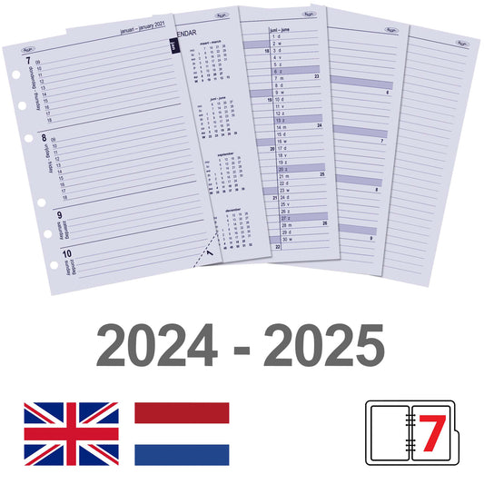 Kalpa A5 Agenda Navulset 2024-2025 7 Dagen Per 2 Pagina's