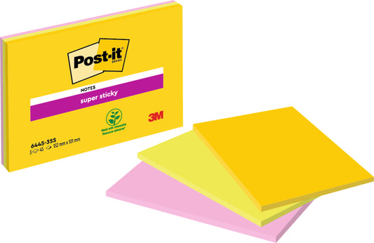 Post-it Super Sticky meeting notities 152x101mm, 3 kleuren, 3 stuks