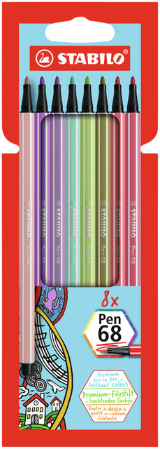 Viltstift STABILO Pen 68/8 M ass 8 stuks