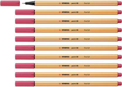 Fineliner STABILO point 88/49 F Aardbeienrood, 0,4mm - 3