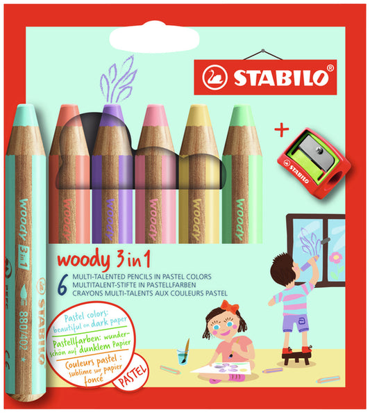 Stabilo Woody 3-in-1 6-Kleuren Multitalent Potlood