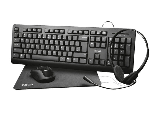 Thuiswerkset Trust Primo 4-in-1 zwart met toetsenbord muis headset