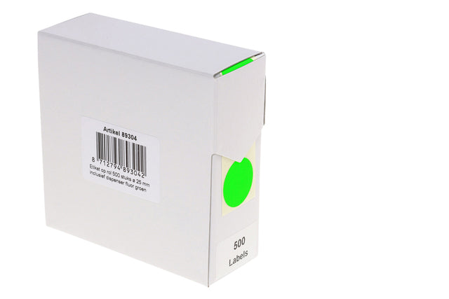 Rillprint 25mm Fluor Groen Op Rol, 500 Stuks