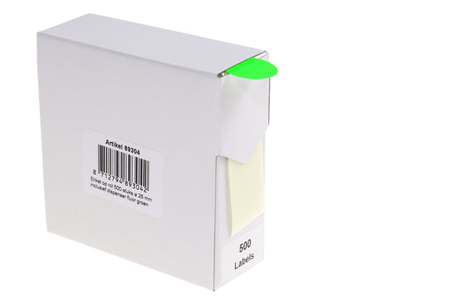 Rillprint 25mm Fluor Groen Op Rol, 500 Stuks - 2