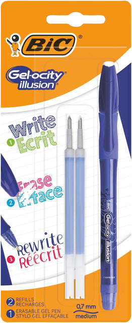 BIC Gelocity Illusion M blauw + 2 inktvullingen