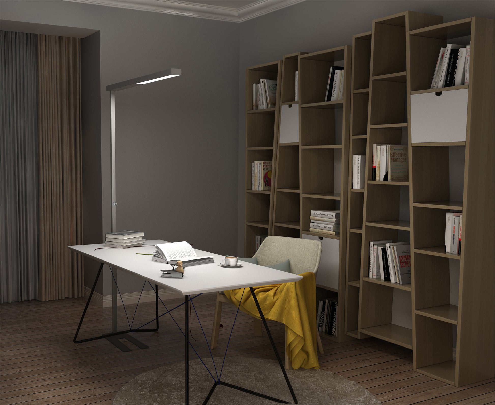 Vloerlamp Unilux Stratus LED grijs met dimmer en indirect licht
