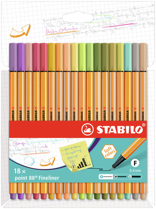 Fineliner STABILO point 88 F ass 18st