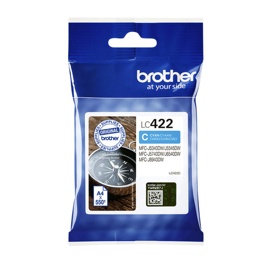 Brother LC-422C Blauw Inktcartridge, 550 Pagina’s