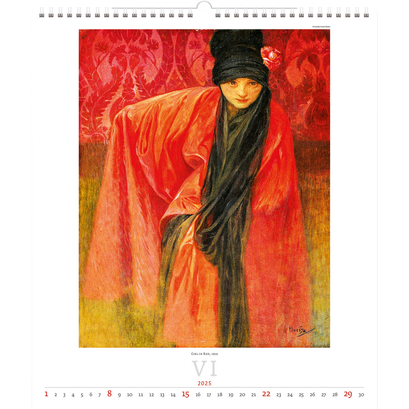 Kalender 2025, 34x48,5 cm, Alfons Mucha kunstwerk, 6 talen - 3