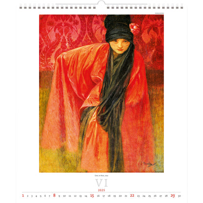 Kalender 2025, 34x48,5 cm, Alfons Mucha kunstwerk, 6 talen - 3