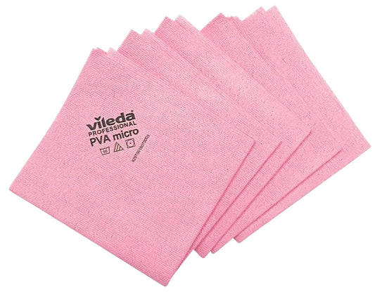 Rode Microvezeldoek Vileda Pro, absorberend en streeploos