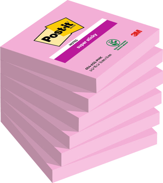 Post-it Super Sticky Notities Roze 76x76mm, 90 vel