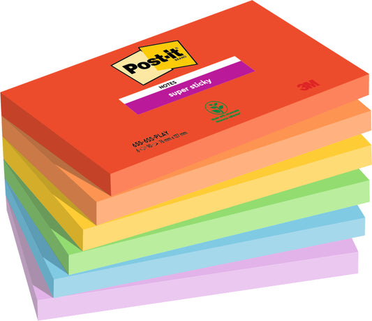 Post-it Super Sticky 655, 76x127mm, Playful, 90 vel