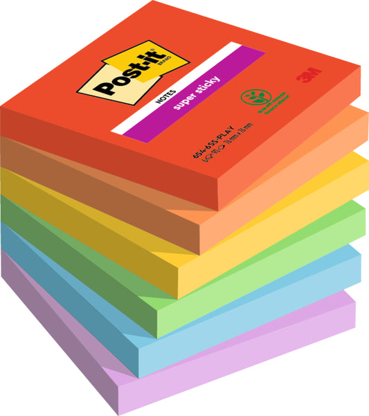 Post-it Super Sticky Notes 76x76mm Playful Kleuren