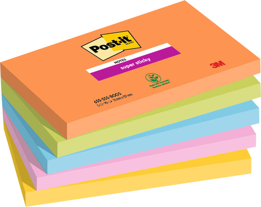 Memoblok Post-it Super Sticky 76x127mm Boost