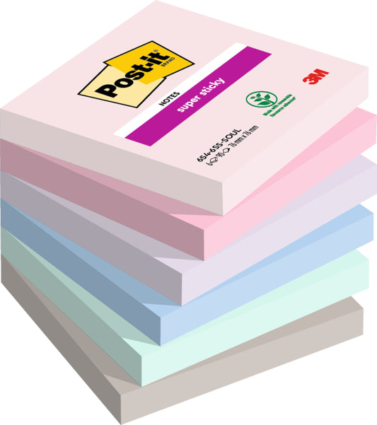 Post-it Super Sticky 654, 76x76mm, Soulful, 90 vel