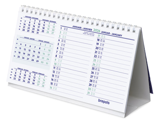 Bureaumaandkalender 2025, 210x125 mm, overzichtelijk formaat