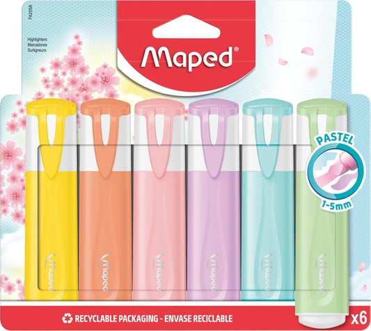 Maped Pastel Kleuren markeerstiften set 6 stuks