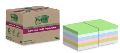 Post-it® Recycled Super Sticky Notities 76x76mm, 70 vel per blok, 12 blokken