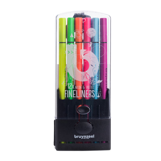 Bruynzeel Fineliner set 12 kleuren, 0,4mm, Assorti