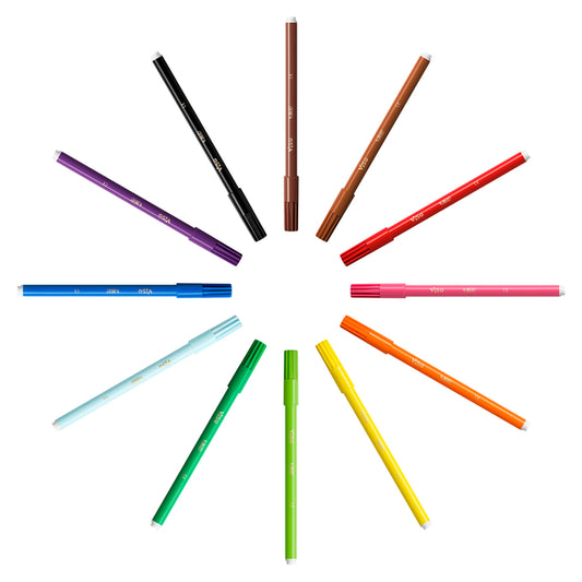 BIC KIDS Visa kleurstiften 12 kleuren, waterbasis, geschikt voor kinderen - 2