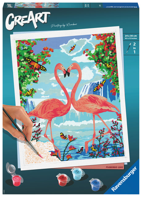 Schilderen op nummers CreArt Flamingo Love 24x30cm