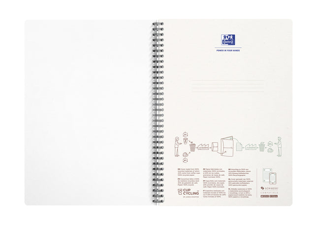 Oxford My Rec'Up A4 Gelijnd Spiraalblok 90 Vellen Gerecycled Blauw - 3