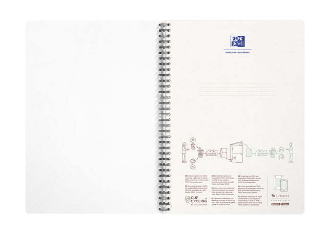 Oxford My Rec'Up A4 geruit spiraalblok, 90 vel, gerecycled, blauw - 3