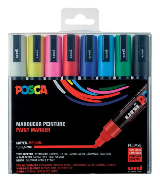Posca PC5M M Assortiment set 8 stiften