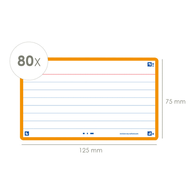 Flashcard Oxf 2.0 75x125mm lijn 80 vel 250 g/m² oranje - 2