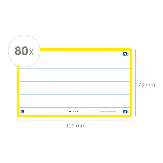 Flashcard Oxf 2.0 75x125mm 80vel 250g lijn geel