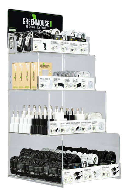 Green Mouse 4-laags Display met Opladers en Kabels - 2