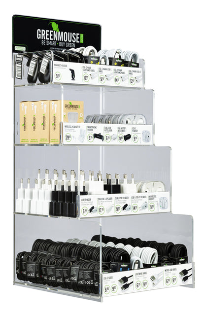 Green Mouse 4-laags Display met Opladers en Kabels - 2