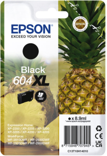Epson 604XL T10H14 Zwart Inktcartridge, 500 pagina’s