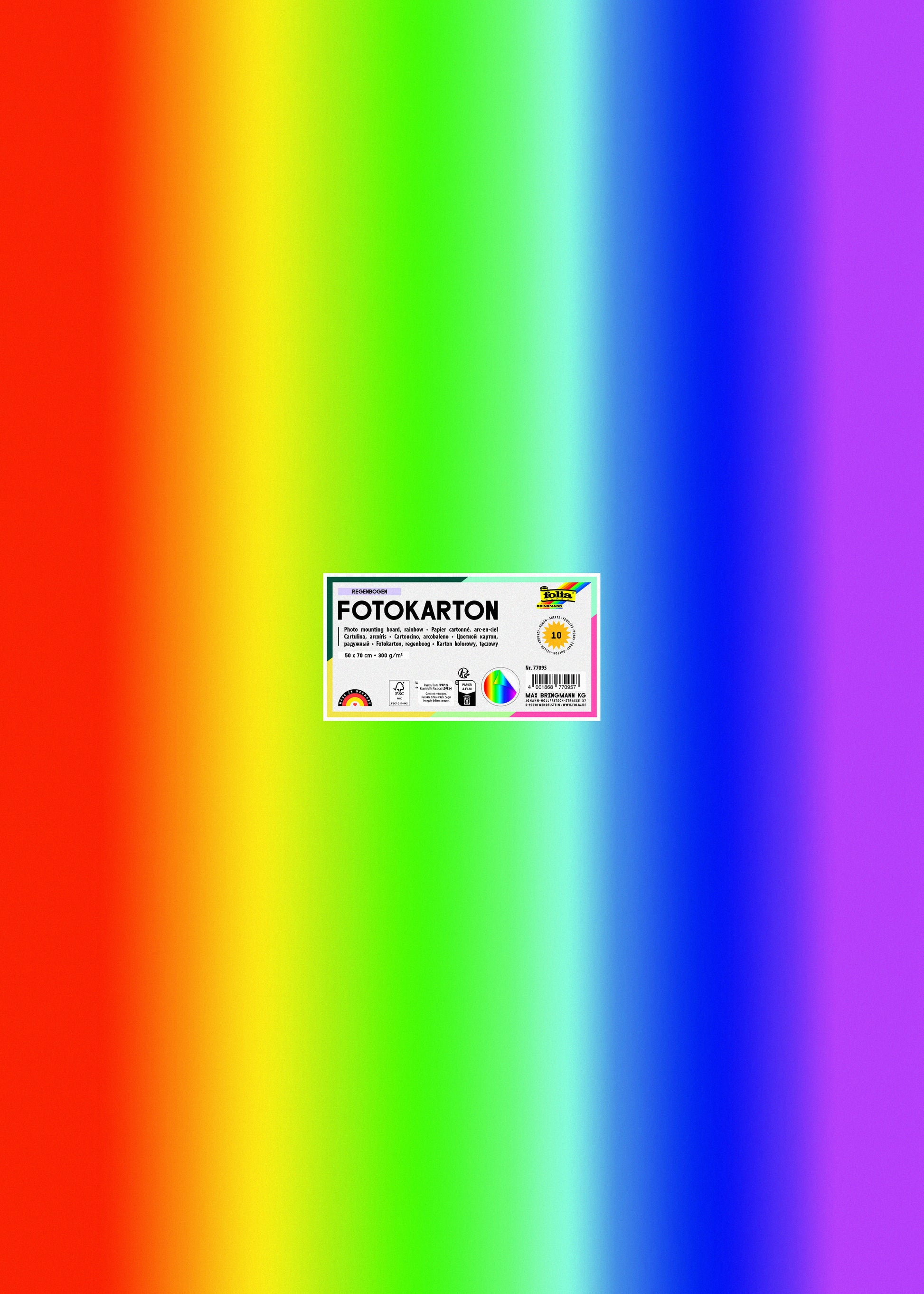 Folia Fotokarton 2-zijdig 50x70cm 300gr regenboog
