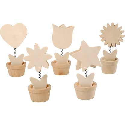 Memoclip set met 5 verschillende houten houders, 10 stuks