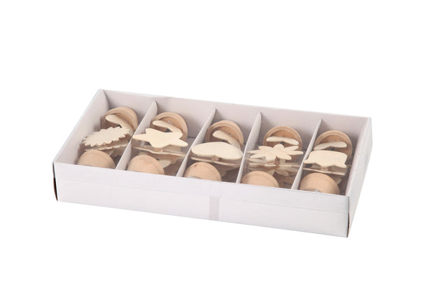 Memoclip set met 5 verschillende houten houders, 10 stuks - 2