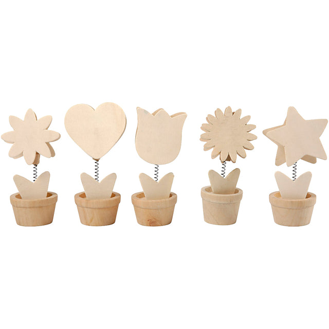 Memoclip set met 5 verschillende houten houders, 10 stuks - 3