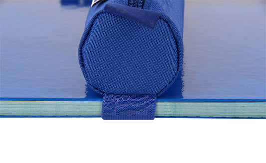 Oxford rond blauw pennendoos van polyester met ritssluiting