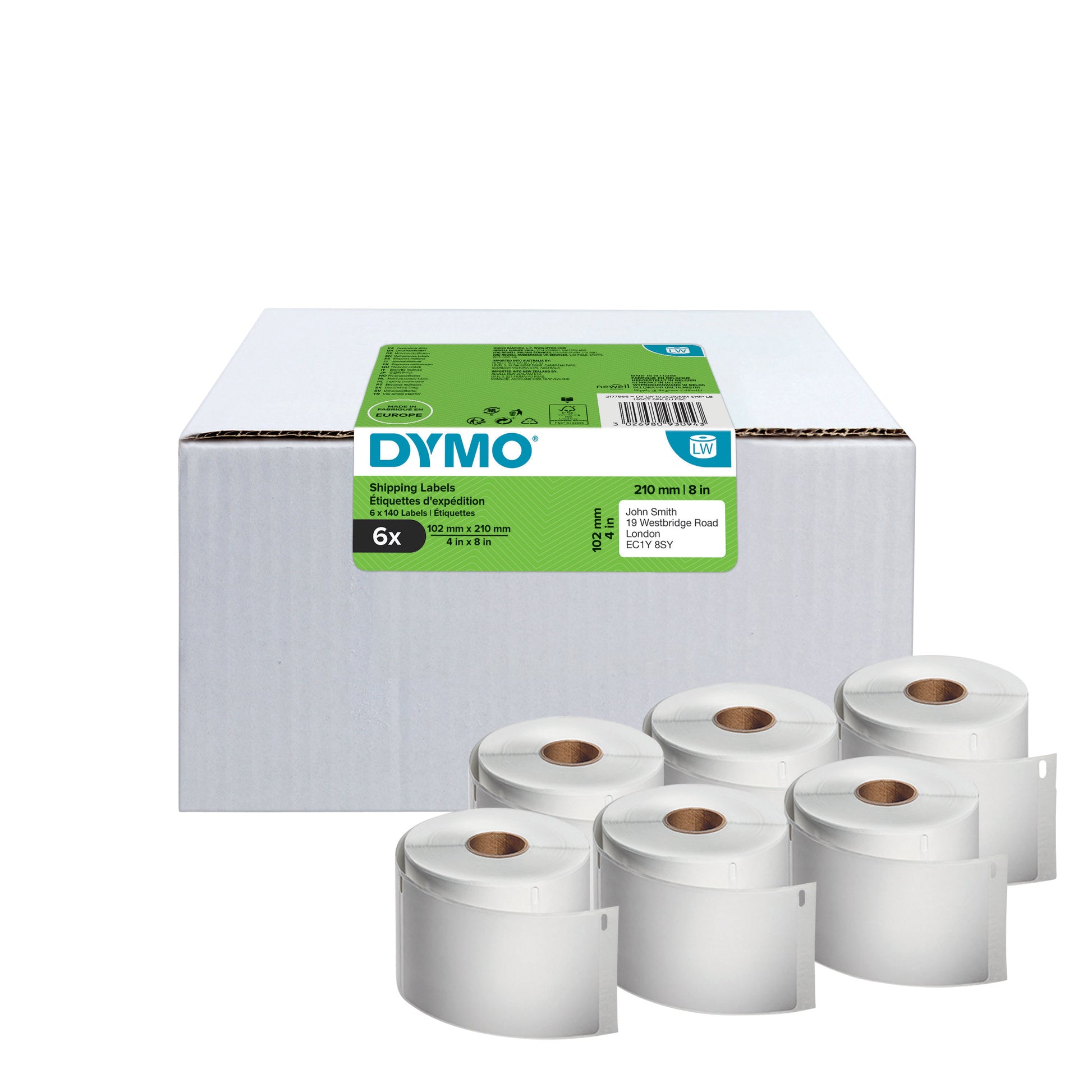 Dymo LabelWriter Verzendetiketten 102x210mm, 6 Rollen