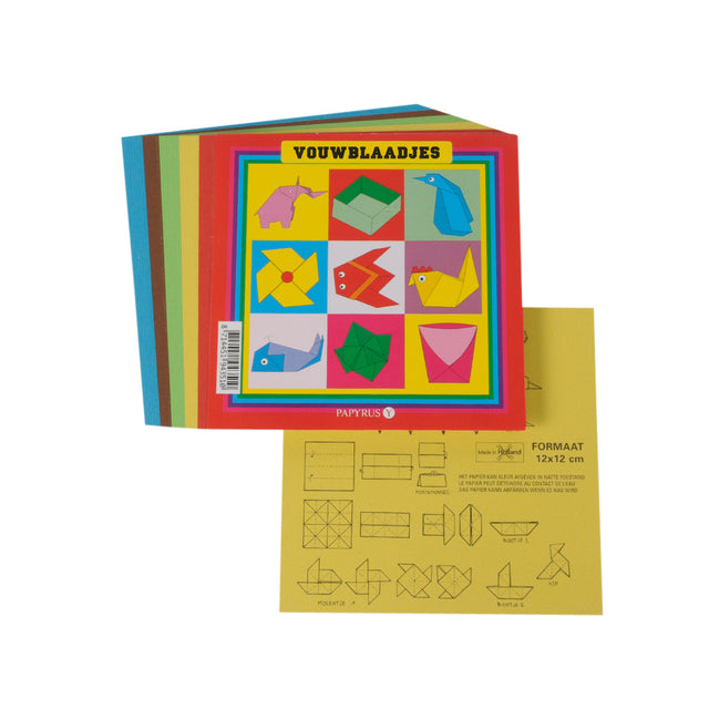 Papyrus Vouwblaadjes Vierkant 12x12cm, 5 kleuren, 65/80g