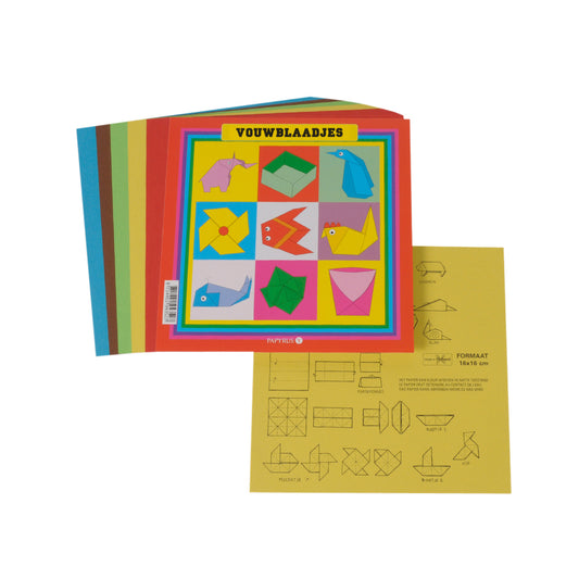 Papyrus Vouwblaadjes Vierkant 16x16cm, 5 kleuren, 65/80g