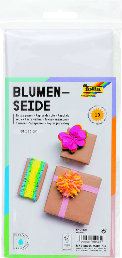 Folia Zijdevloeipapier 50x70cm, Wit, 20g, 10 Vellen