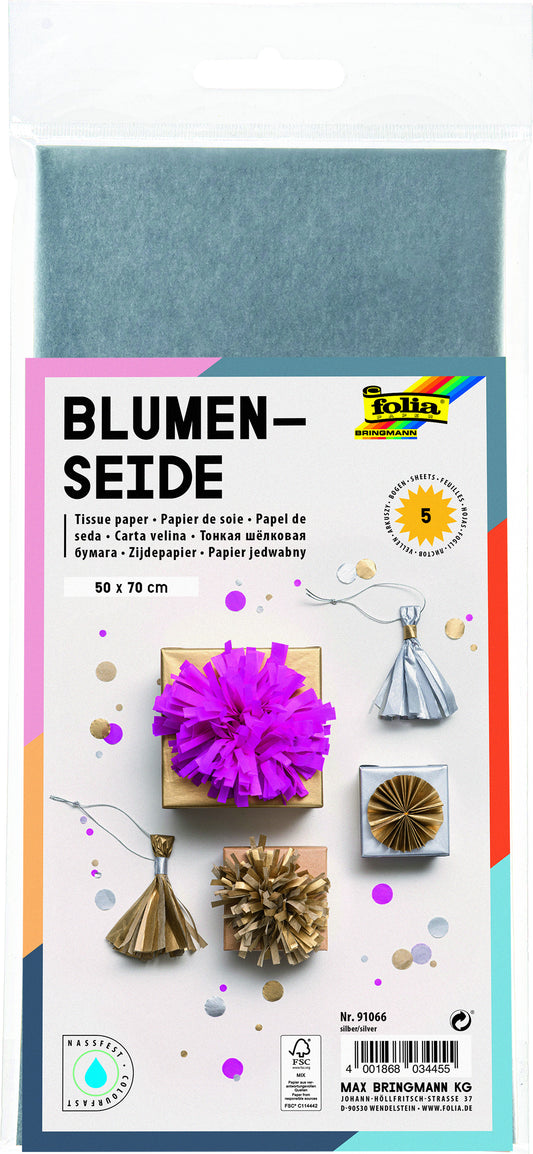 Folia Zijdevloeipapier 50x70cm, Mix Zijden, 20g, 5 Vellen