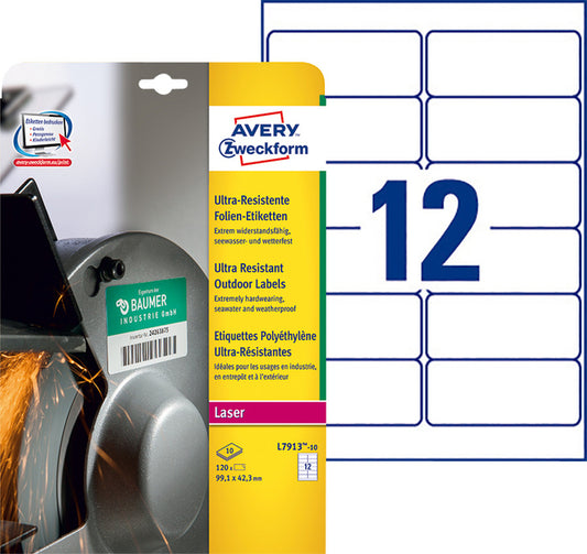 Avery L7913-10 Polyester Etiket 99.1x42.3mm, 120 Stuks - 2