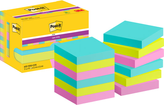 Memoblok Post-it 622 Super Sticky 47,6x47,6mm Kleur