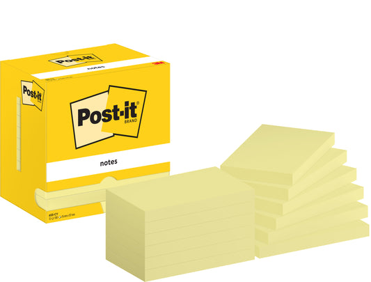 Post-it memoblok 76x127mm, geel, 100 vellen