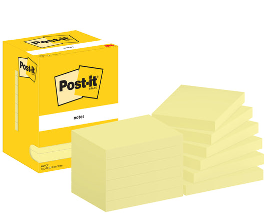 Post-it memoblok 76x102mm, geel, 100 vellen